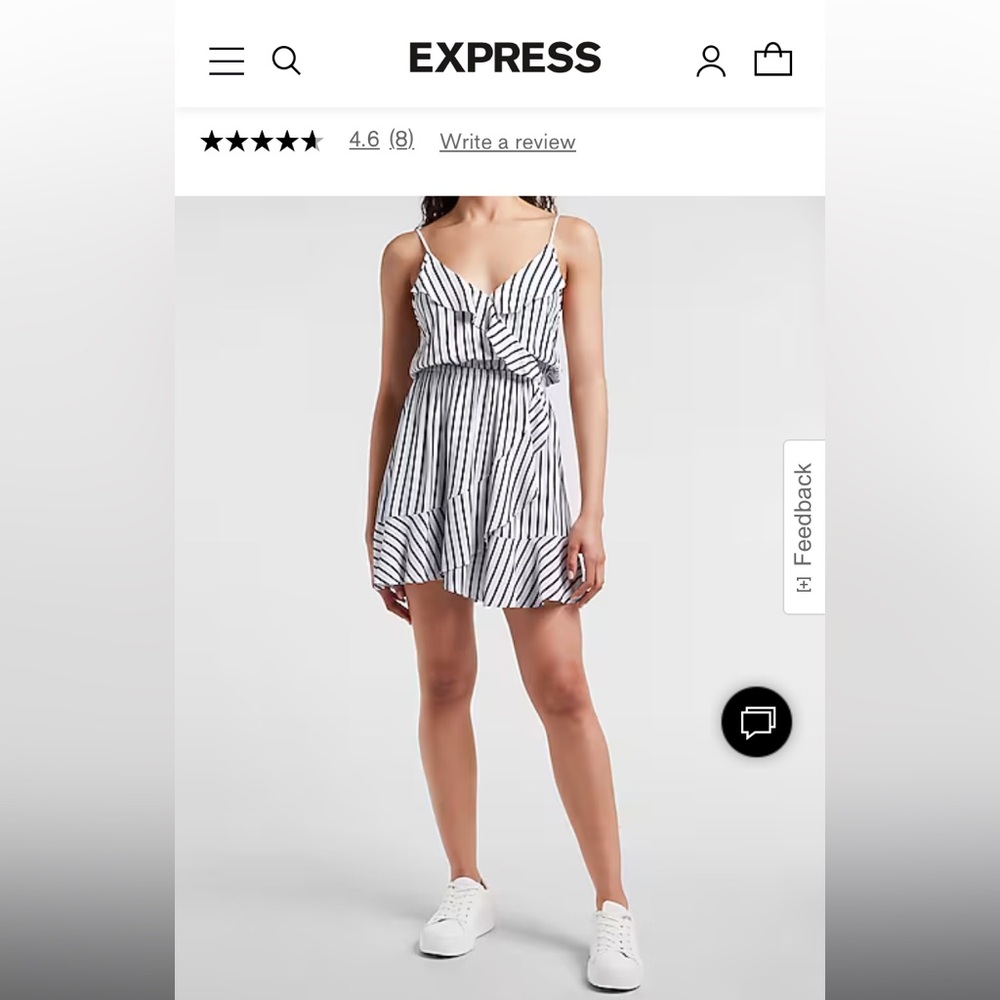 Express Striped Ruffle Wrap Cami Dress.  Light blue and white stripes. Size L.